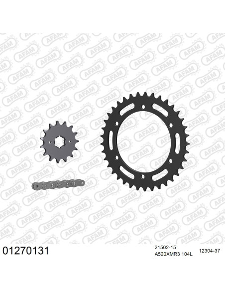 Kit chaine 520 AFAM - Couronne acier - Type de chaine au choix - YAMAHA SRX 600 1985-1993