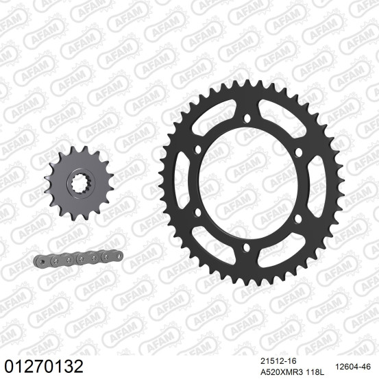 Kit chaine 520 AFAM - Couronne acier - Type de chaine au choix - YAMAHA XJ6 2009-2016