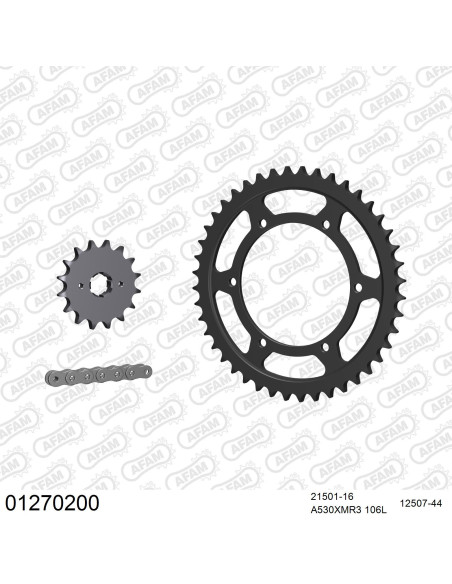 Kit chaine 530 AFAM - Couronne acier - Type de chaine au choix - YAMAHA XJ 600 1984-1991