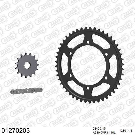 Kit chaine 530 AFAM - Couronne acier - Type de chaine au choix - YAMAHA FZS 600 FAZER 1998-2003