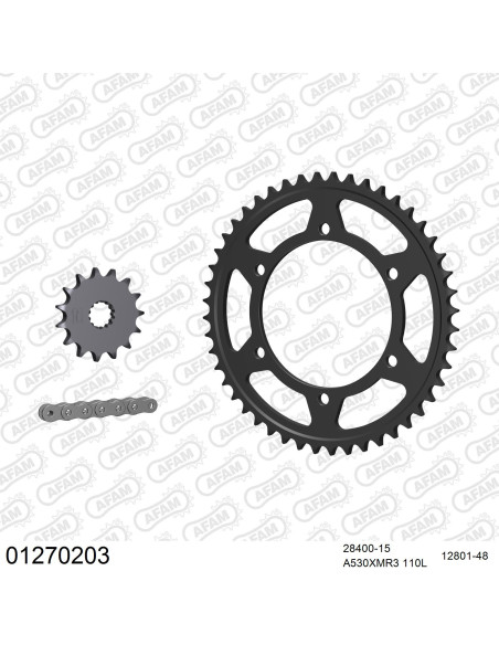 Kit chaine 530 AFAM - Couronne acier - Type de chaine au choix - YAMAHA FZS 600 FAZER 1998-2003