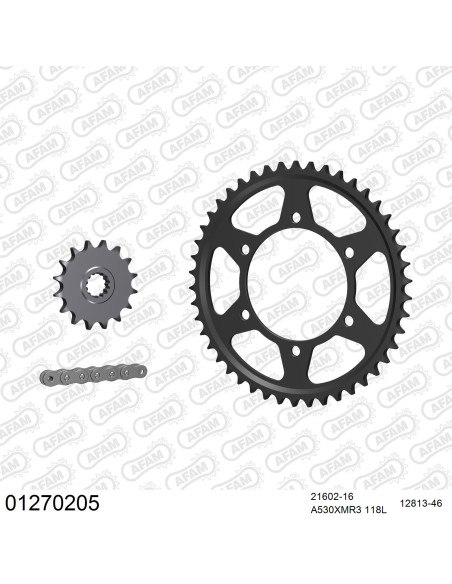 Kit chaine 530 AFAM - Couronne acier - Type de chaine au choix - YAMAHA FZ6 S FAZER 2004-2007