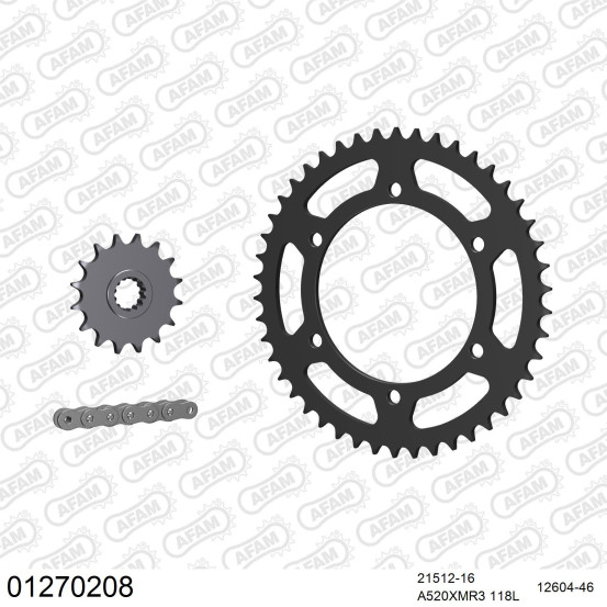 Kit chaine 520 AFAM - Couronne acier - Type de chaine au choix - YAMAHA XJ 6 DIVERSION 2009-2016