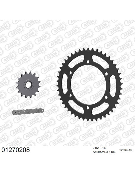 Kit chaine 520 AFAM - Couronne acier - Type de chaine au choix - YAMAHA XJ 6 DIVERSION 2009-2016