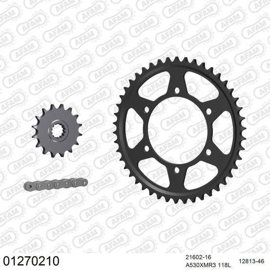 Kit chaine 530 AFAM - Couronne acier - Type de chaine au choix - YAMAHA FZ 6 S2 FAZER 2007-2009