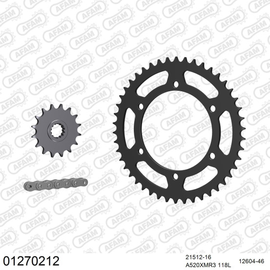 Kit chaine 520 AFAM - Couronne acier - Type de chaine au choix - YAMAHA XJ 6 F 2010-2016