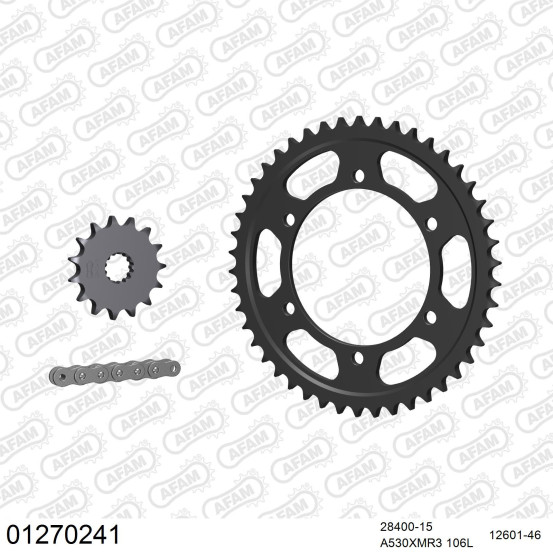 Kit chaine 530 AFAM - Couronne acier - Type de chaine au choix - YAMAHA FZR 600 1989-1990