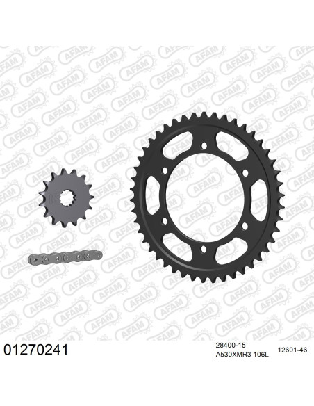 Kit chaine 530 AFAM - Couronne acier - Type de chaine au choix - YAMAHA FZR 600 1989-1990