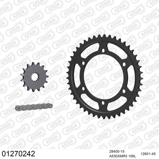 Kit chaine 530 AFAM - Couronne acier - Type de chaine au choix - YAMAHA FZR 600 1991-1993