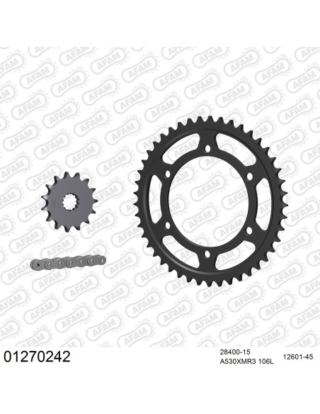 Kit chaine 530 AFAM - Couronne acier - Type de chaine au choix - YAMAHA FZR 600 1991-1993