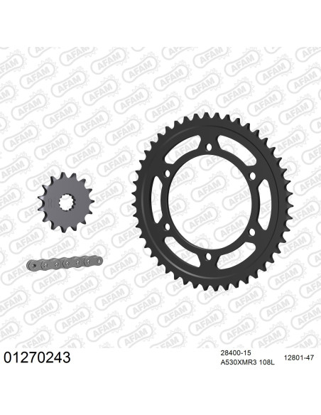 Kit chaine 530 AFAM - Couronne acier - Type de chaine au choix - YAMAHA FZR 600 R 1994-1995