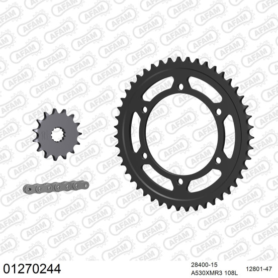 Kit chaine 530 AFAM - Couronne acier - Type de chaine au choix - YAMAHA YZF 600 R THUNDERCAT 1996-2003