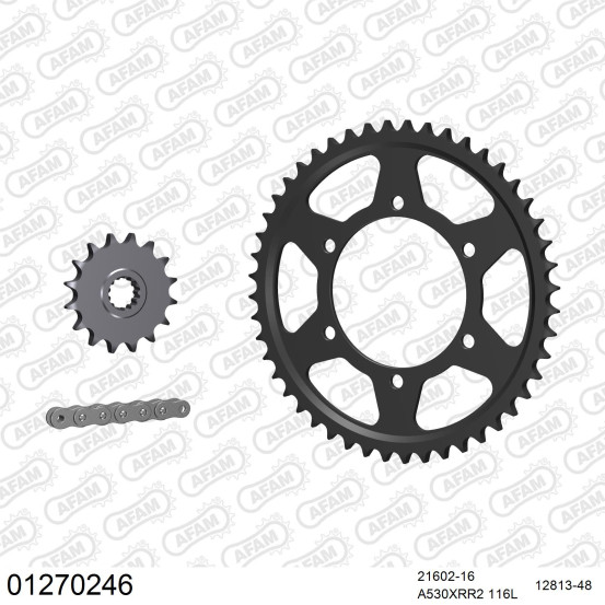Kit chaine 530 AFAM - Couronne acier - Type de chaine au choix - YAMAHA YZF 600 R6 2003-2005