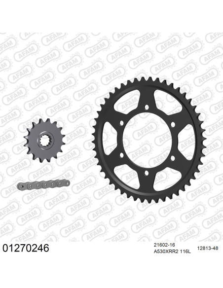 Kit chaine 530 AFAM - Couronne acier - Type de chaine au choix - YAMAHA YZF 600 R6 2003-2005