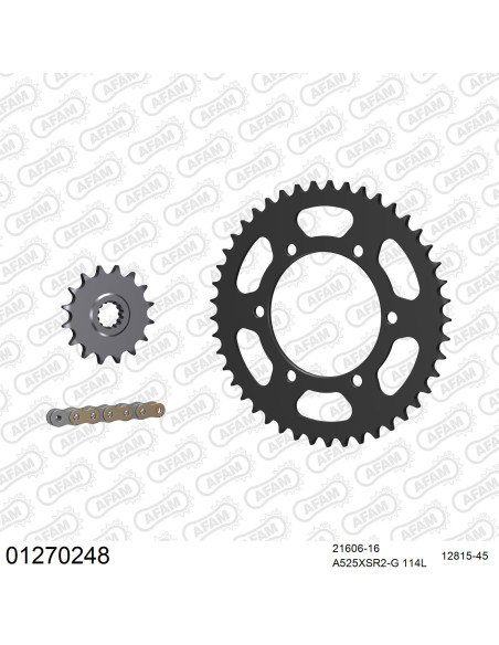 Kit chaine 525 AFAM - Couronne acier - Type de chaine au choix - YAMAHA R6 2006-2022