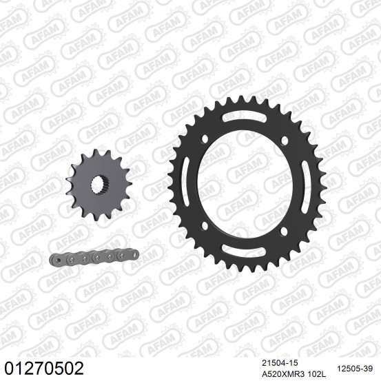 Kit chaine 520 AFAM - Couronne acier - Type de chaine au choix - YAMAHA XT 600 1987-1995