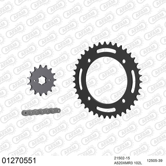 Kit chaine 520 AFAM - Couronne acier - Type de chaine au choix - YAMAHA XT 600 Z TENERE 34L 1983-1984
