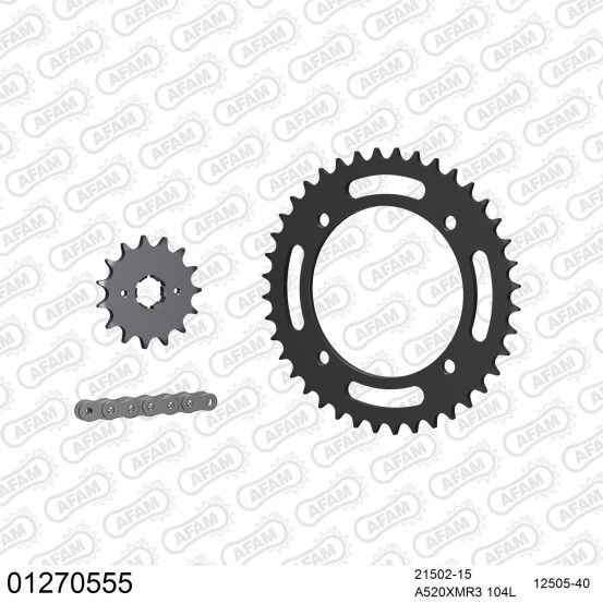 Kit chaine 520 AFAM - Couronne acier - Type de chaine au choix - YAMAHA XT 600 Z TENERE 1VJ 1986-1987