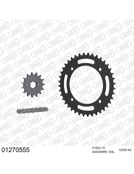 Kit chaine 520 AFAM - Couronne acier - Type de chaine au choix - YAMAHA XT 600 Z TENERE 1VJ 1986-1987