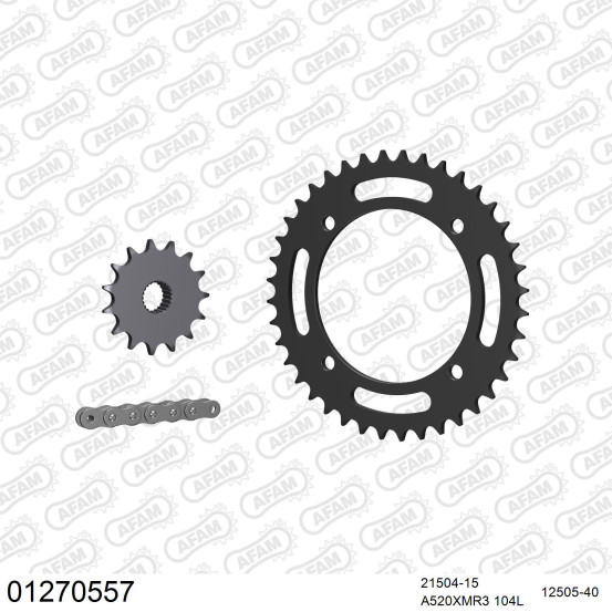Kit chaine 520 AFAM - Couronne acier - Type de chaine au choix - YAMAHA XT 600 Z TENERE 3AJ 1987-1989