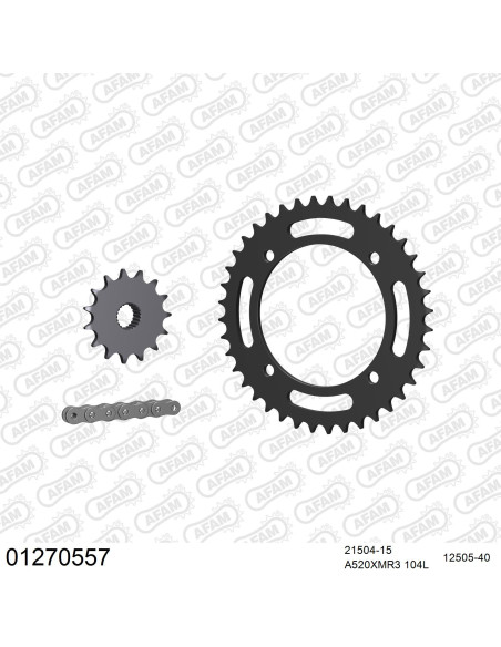 Kit chaine 520 AFAM - Couronne acier - Type de chaine au choix - YAMAHA XT 600 Z TENERE 3AJ 1987-1989