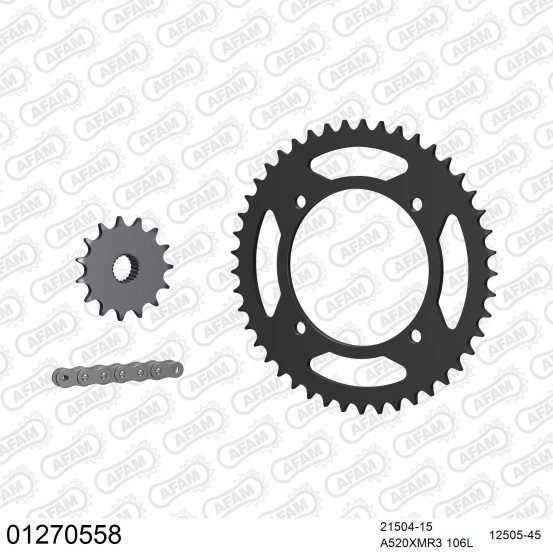 Kit chaine 520 AFAM - Couronne acier - Type de chaine au choix - YAMAHA XT 600 Z TENERE 3AJ6 1990-1995