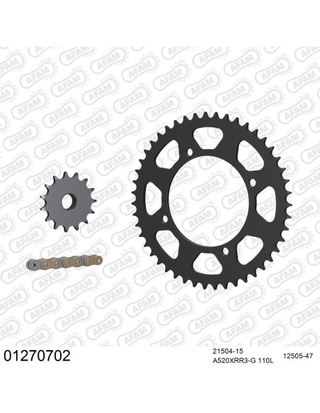 Kit chaine 520 AFAM - Couronne acier - Type de chaine au choix - YAMAHA TT 600 E 1994-2001