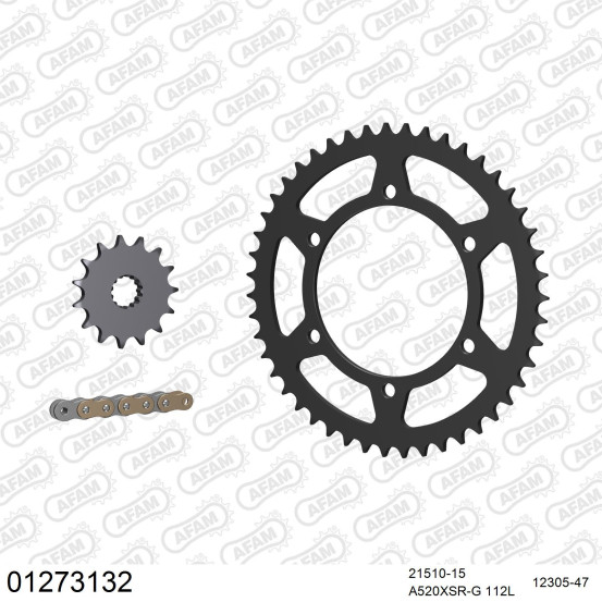 Kit chaine 520 AFAM - Couronne acier - Type de chaine au choix - YAMAHA MT-03 N 2006-2013
