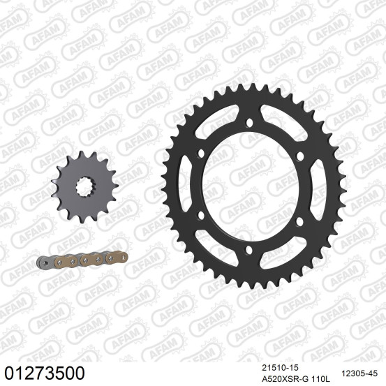Kit chaine 520 AFAM - Couronne acier - Type de chaine au choix - YAMAHA XT 660 R 2004-2016