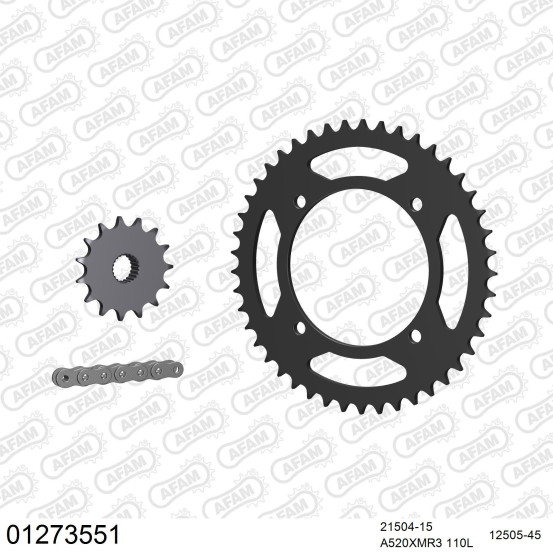 Kit chaine 520 AFAM - Couronne acier - Type de chaine au choix - YAMAHA XTZ 660 TENERE 1990-1995