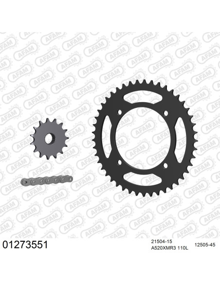 Kit chaine 520 AFAM - Couronne acier - Type de chaine au choix - YAMAHA XTZ 660 TENERE 1990-1995