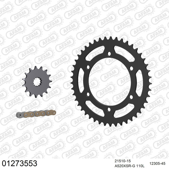Kit chaine 520 AFAM - Couronne acier - Type de chaine au choix - YAMAHA XT 660 Z 2008-2016