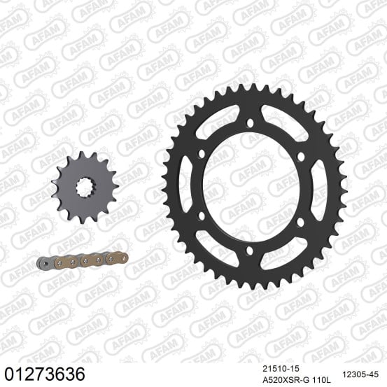 Kit chaine 520 AFAM - Couronne acier - Type de chaine au choix - YAMAHA XT 660 X 2004-2016