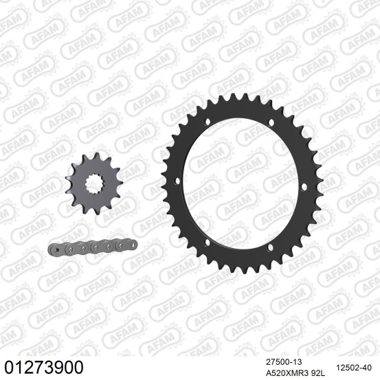 Kit chaine 520 AFAM - Couronne acier - Type de chaine au choix - YAMAHA 660 RAPTOR 2001-2006