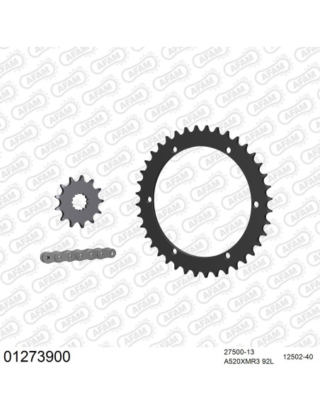 Kit chaine 520 AFAM - Couronne acier - Type de chaine au choix - YAMAHA 660 RAPTOR 2001-2006