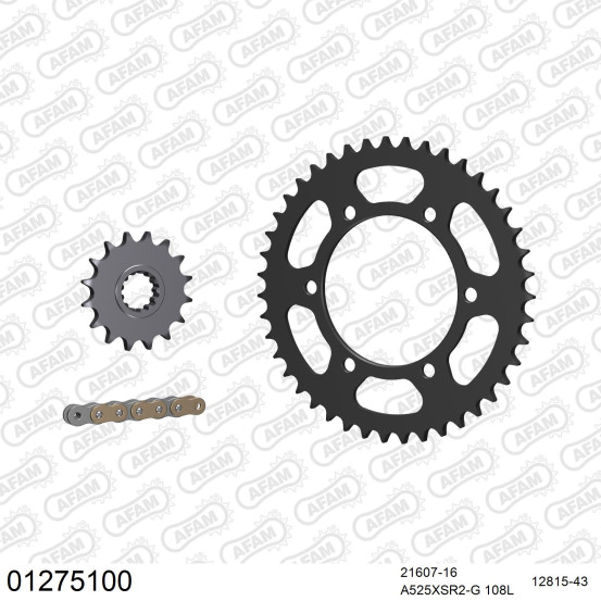 Kit chaine 525 AFAM - Couronne acier - Type de chaine au choix - YAMAHA XSR 700 2016-2022