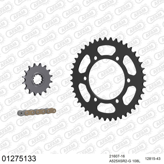 Kit chaine 525 AFAM - Couronne acier - Type de chaine au choix - YAMAHA MT-07 ABS 2014-2022