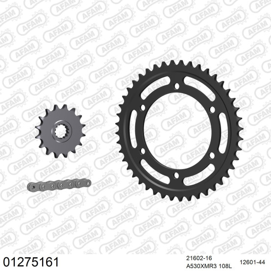 Kit chaine 530 AFAM - Couronne acier - Type de chaine au choix - YAMAHA FZX 700 1986-1987