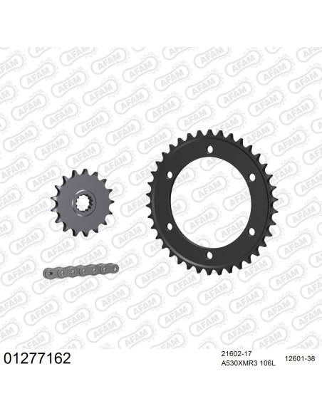 Kit chaine 530 AFAM - Couronne acier - Type de chaine au choix - YAMAHA FZX 750 1992-1997