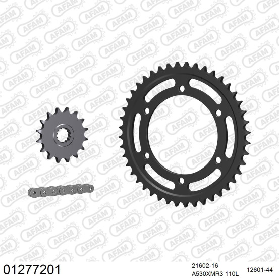 Kit chaine 530 AFAM - Couronne acier - Type de chaine au choix - YAMAHA FZ 750 1985-1986