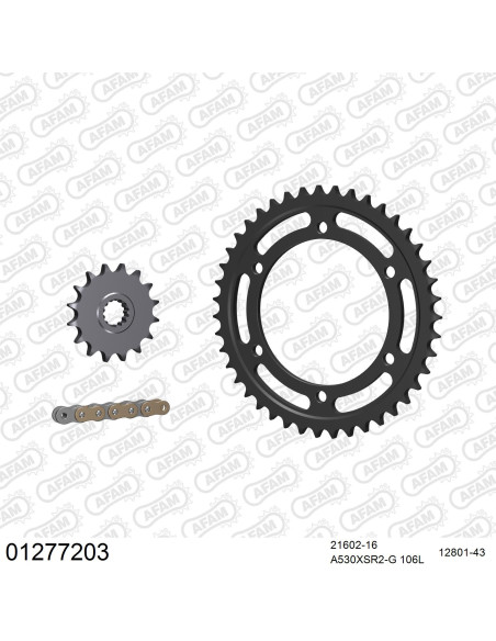Kit chaine 530 AFAM - Couronne acier - Type de chaine au choix - YAMAHA YZF 750 R 1993-1998