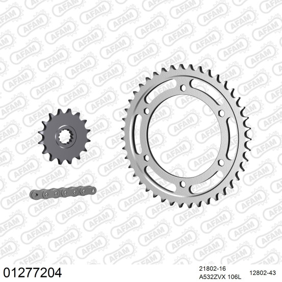 Kit chaine 532 AFAM - Couronne acier - Type de chaine au choix - YAMAHA YZF 750 R 1993-1998