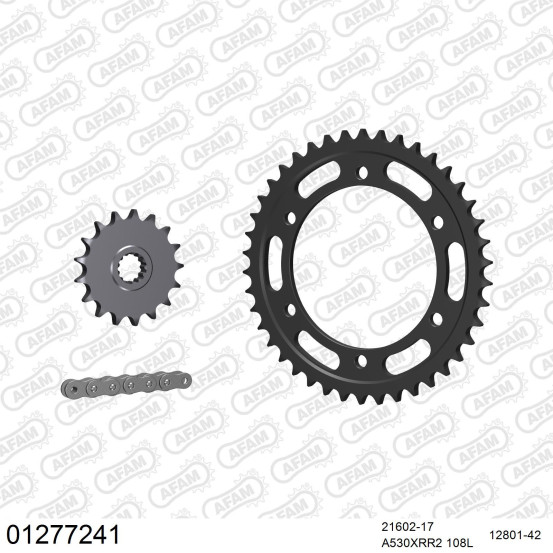Kit chaine 530 AFAM - Couronne acier - Type de chaine au choix - YAMAHA FZR 750 R 1987-1989