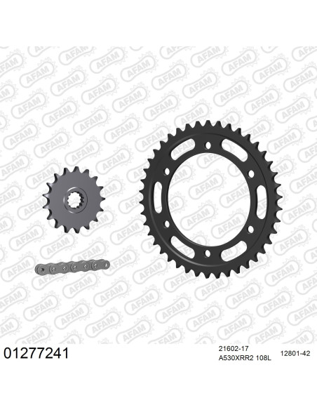 Kit chaine 530 AFAM - Couronne acier - Type de chaine au choix - YAMAHA FZR 750 R 1987-1989