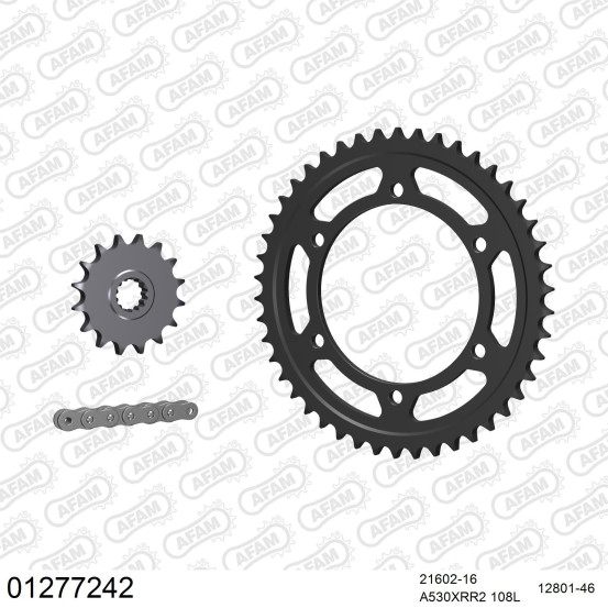 Kit chaine 530 AFAM - Couronne acier - Type de chaine au choix - YAMAHA FZR 750 R OW-01 1988-1990