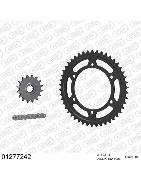 Kit chaine 530 AFAM - Couronne acier - Type de chaine au choix - YAMAHA FZR 750 R OW-01 1988-1990