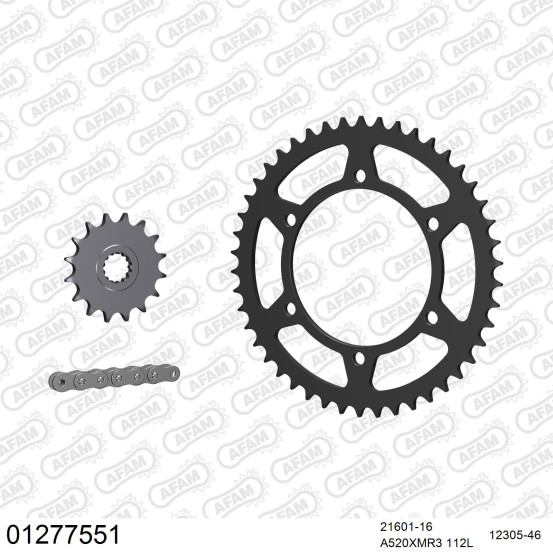 Kit chaine 520 AFAM - Couronne acier - Type de chaine au choix - YAMAHA XTZ 750 SUPER TENERE 1989-2000
