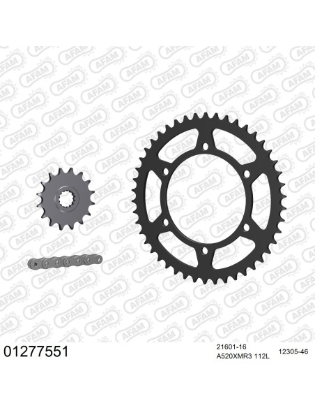 Kit chaine 520 AFAM - Couronne acier - Type de chaine au choix - YAMAHA XTZ 750 SUPER TENERE 1989-2000