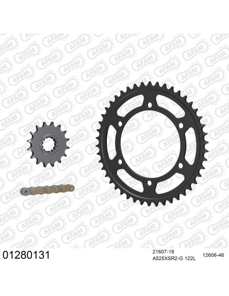 Kit chaine 525 AFAM - Couronne acier - Type de chaine au choix - YAMAHA FZ8 2010-2016