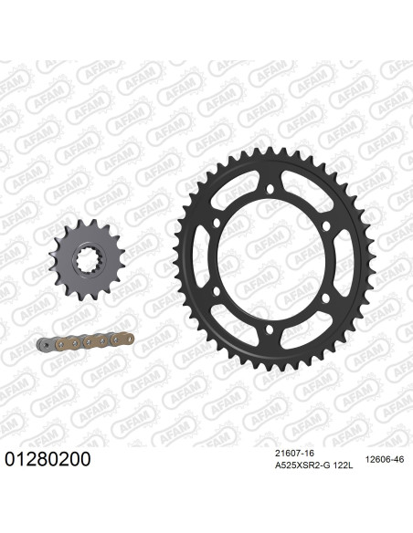 Kit chaine 525 AFAM - Couronne acier - Type de chaine au choix - YAMAHA FZ8 S 2010-2016